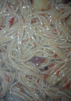 A picture of Spigetti and irish.