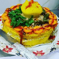 A picture of Cheese khaman cake.