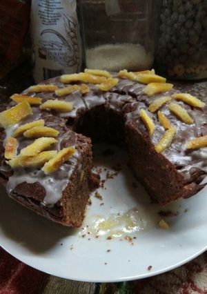 Una foto de Torta de naranja y chocolate🍊🍫