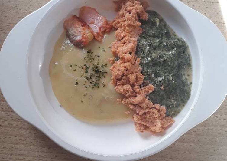 Cara Memasak Mpasi 9m- Mashed potatoes with creamy spinach and salmond yang Gurih