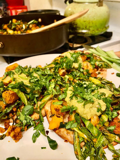 A picture of Chorizo potato tostadas.