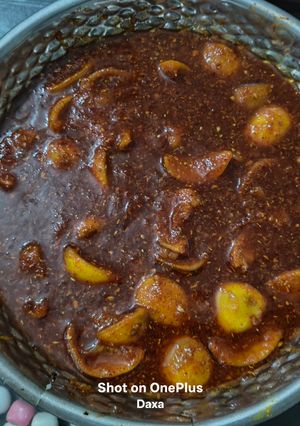 A picture of Instant Lemon Pickle With Jaggery In Gujarati Style.