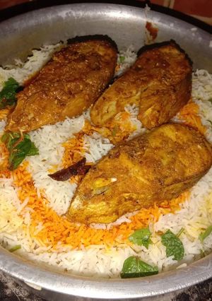 A picture of Fish biryani.