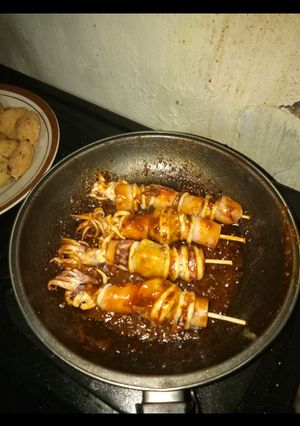 Foto resep Sate cumi sosis ala2 🐙