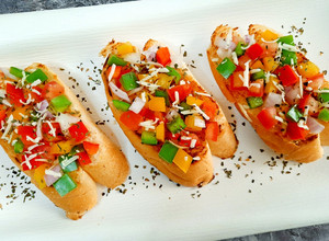 A picture of Garden Fresh Veggie Basil Bruschetta.