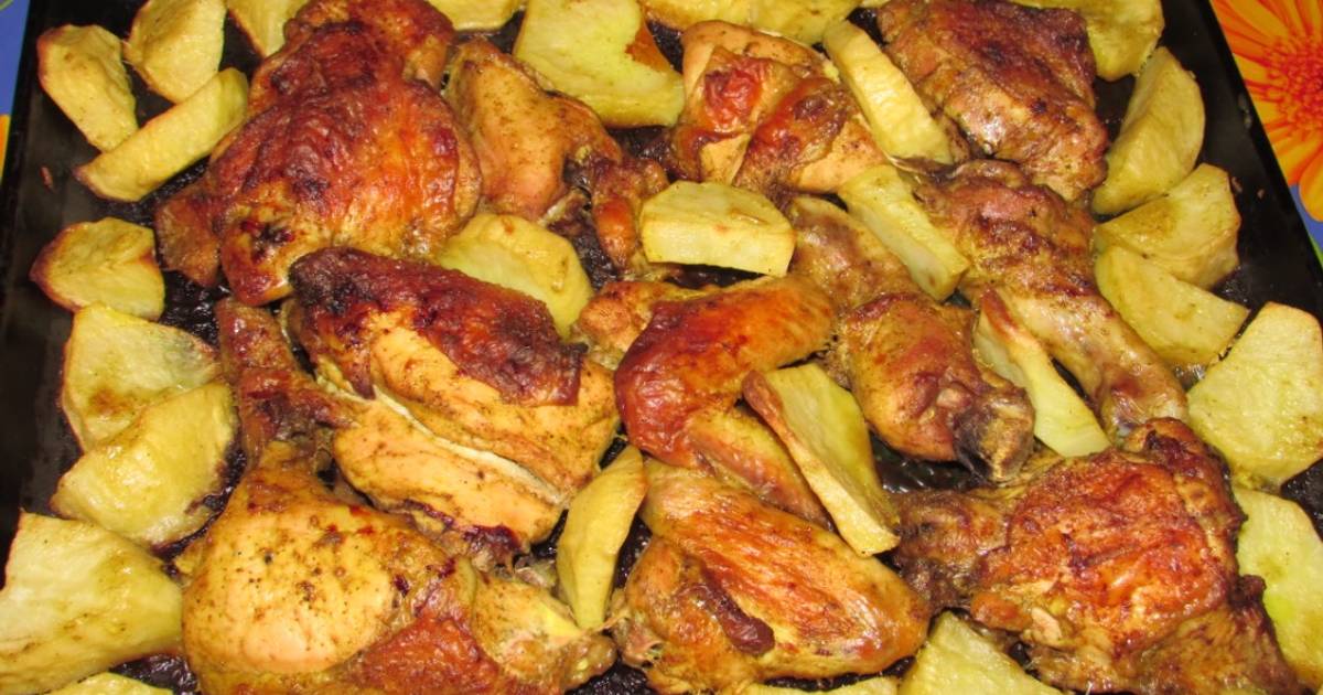 Фото курицы с картошкой в духовке фото