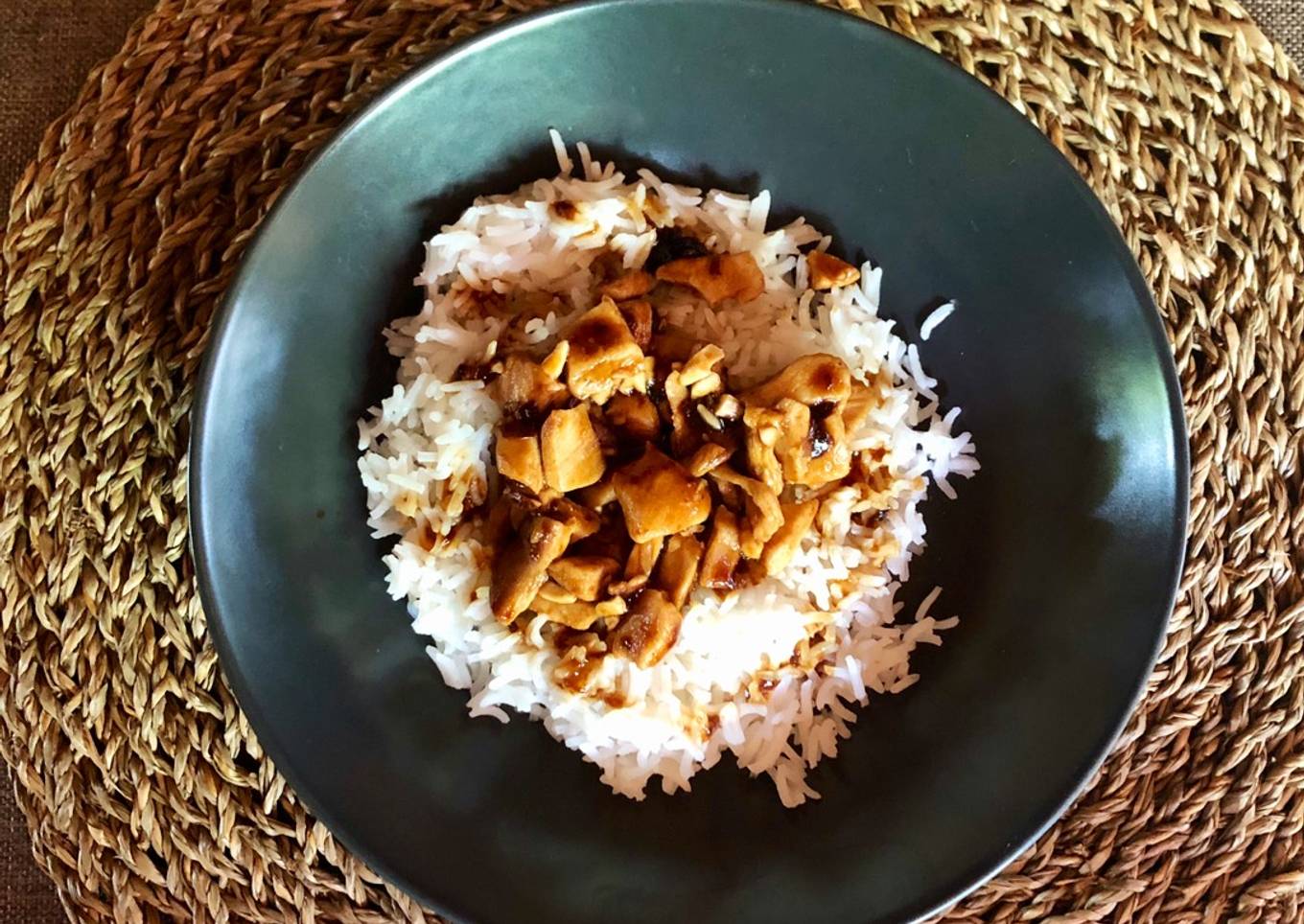 Pollo teriyaki con arroz basmati