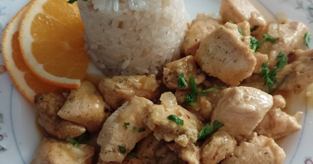 Pollo a la naranja con arroz pilaf Receta de Agoos Liendo Cookpad