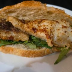 A picture of Garlic butter cod sandwich.