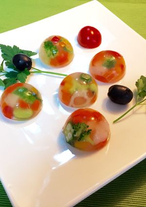A picture of Cute and Easy Vegetable Terrine Using a Takoyaki Maker.