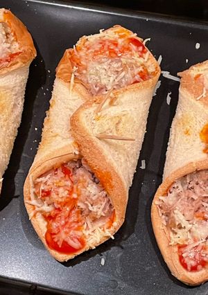 Una foto de Pizzetas de atún y queso con pan de molde en Freidora de aire (Airfryer)