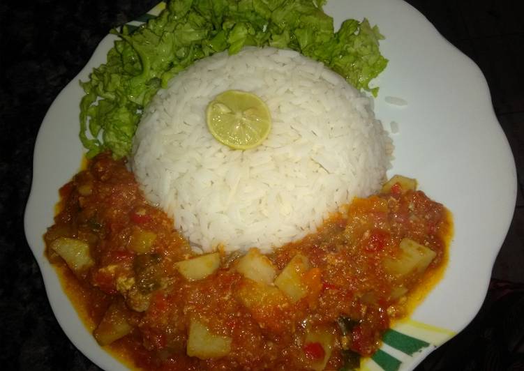 Recipe of Tasty Potatoes soup with white rice Cooking Basics for Beginners