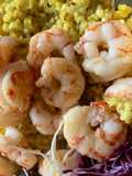 Arroz a la crema con langostinos 🦐y galleta de maíz 🌽 #sinTacc