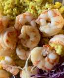 Arroz a la crema con langostinos 🦐y galleta de maíz 🌽 #sinTacc