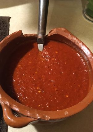 Una foto de Salsa roja