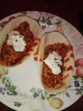 Chicken sloppy joe in taco bowl