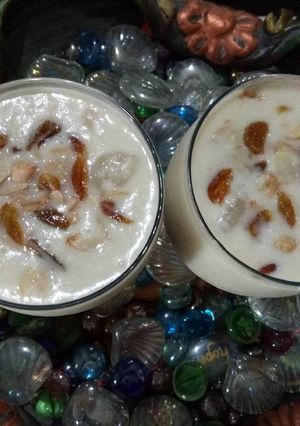 A picture of Banana Paneer (cottage cheese) & peanut shake.