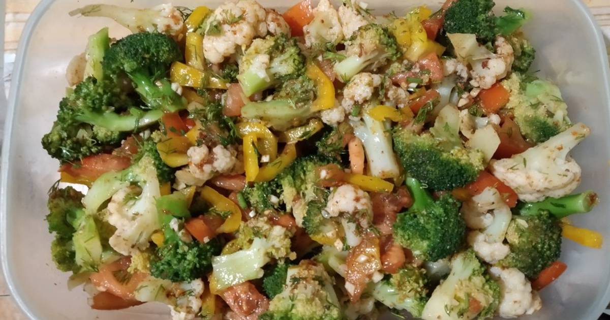 Рецепт салата из замороженной брокколи и цветной капусты