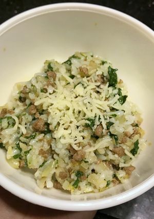 Foto resep Beef spinach cheesy rice - MPASI 8 bulan