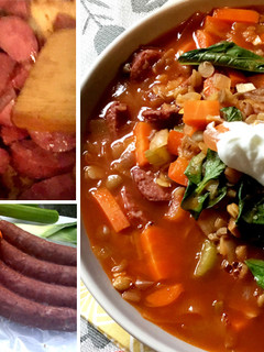 A picture of Fullblood Wagyu Kielbasa And Lentil Soup.