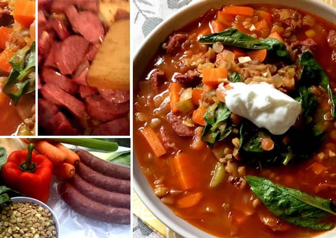 Simple Way to Make Perfect Fullblood Wagyu Kielbasa And Lentil Soup