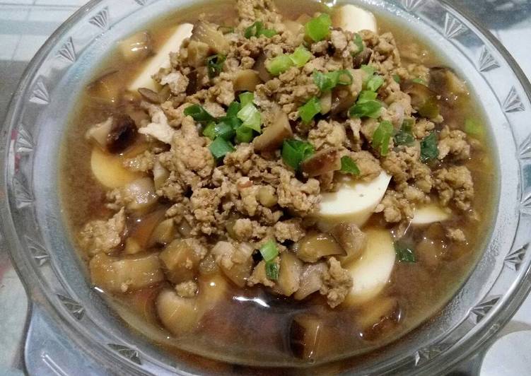 Resep Tahu telur daging cincang (steam egg tofu), Enak