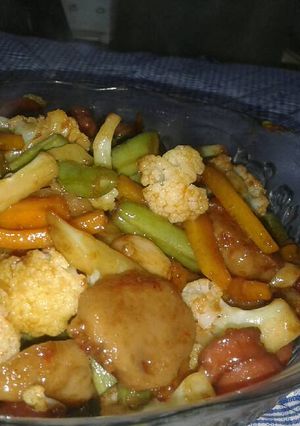 Foto resep Tumis wortel buncis brokoli ft bakso