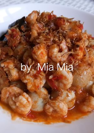 Foto resep Udang telur puyuh bumbu merah tidak pedas