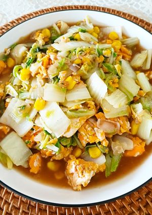Foto resep Sawi Jagung Cah Telur