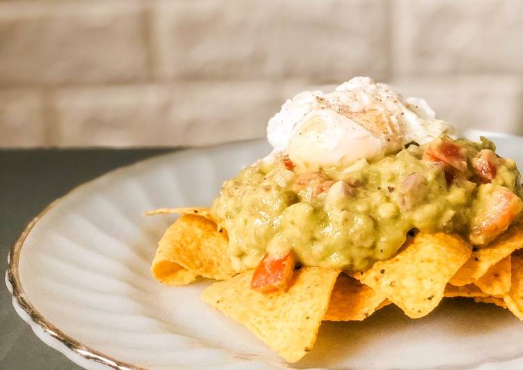 Guacamole Nachos and Poached Egg