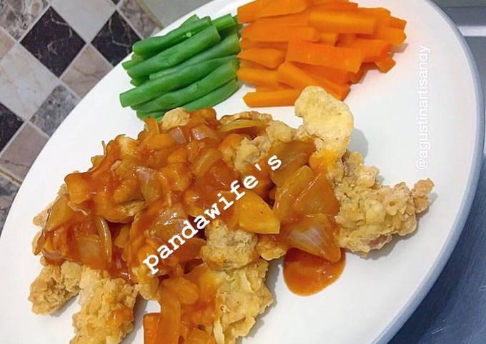 Cara Gampang Menyiapkan Ayam tepung asam manis, Lezat