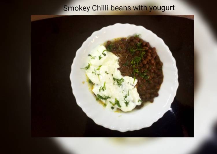 Smokey chilli beans on yoghurt