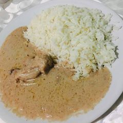 A picture of Peanuts and coconut milk cream.