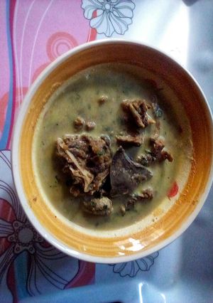 A picture of Seafood Chevon Offals Pepper soup.