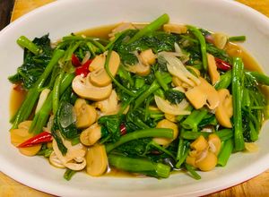 Foto resep Kangkung Jamur Saus Tiram
