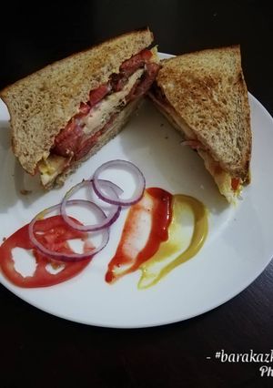 A picture of Double stack egg-smokies sandwich.