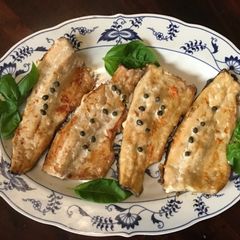 A picture of California Farm Broiled Fresh Trout and Fish Soup.
