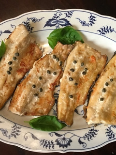 A picture of California Farm Broiled Fresh Trout and Fish Soup.