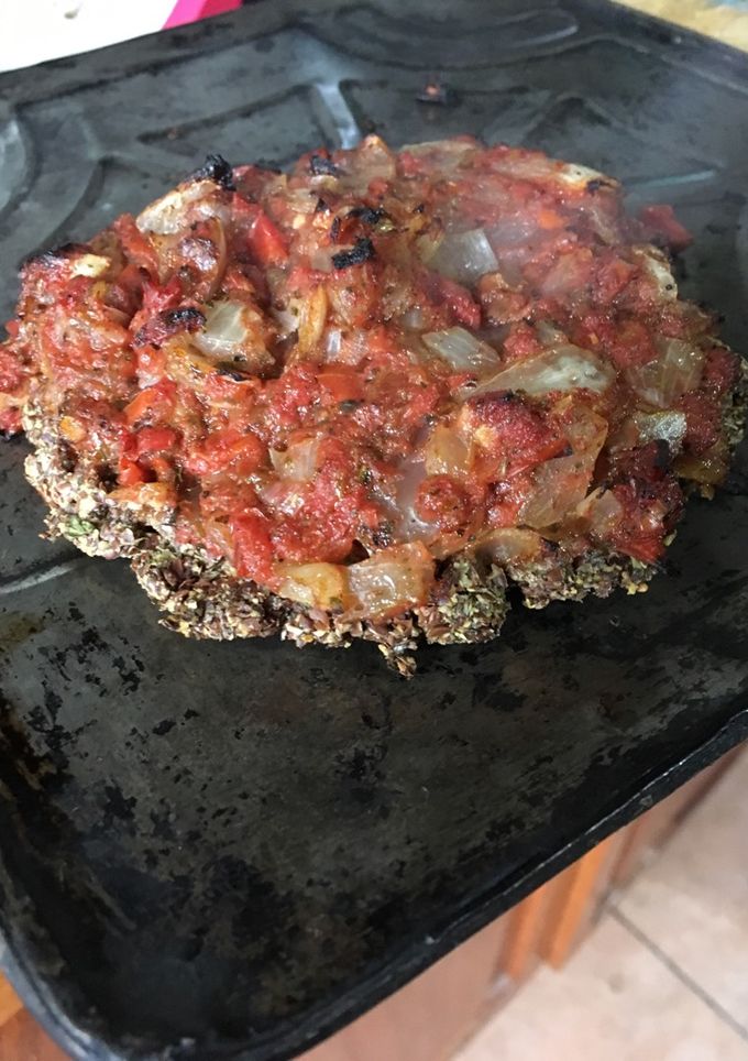 Una foto de Pizza vegana SIN GLUTEN y que ayuda a adelgazar