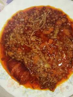 Una foto de Lentejas con soja y calabaza