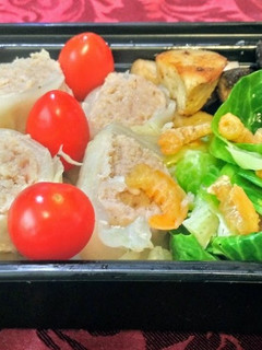 高麗菜肉捲便當 的食譜成品照片