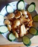 Nấm đùi gà kho trứng cút