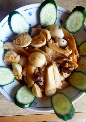 Hình của món Nấm đùi gà kho trứng cút.