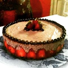 A picture of Chocolate strawberry mousse cake🍓🎂.