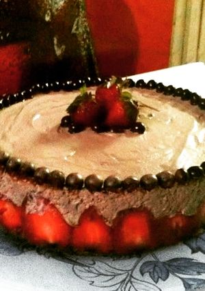 A picture of Chocolate strawberry mousse cake🍓🎂.
