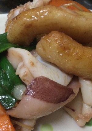 香炒生魷魚與甜不辣 的食譜成品照片