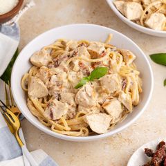 A picture of Creamy Chicken Pasta with Sun Dried Tomatoes.