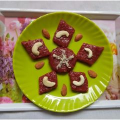 A picture of Beetroot peanut barfi.
