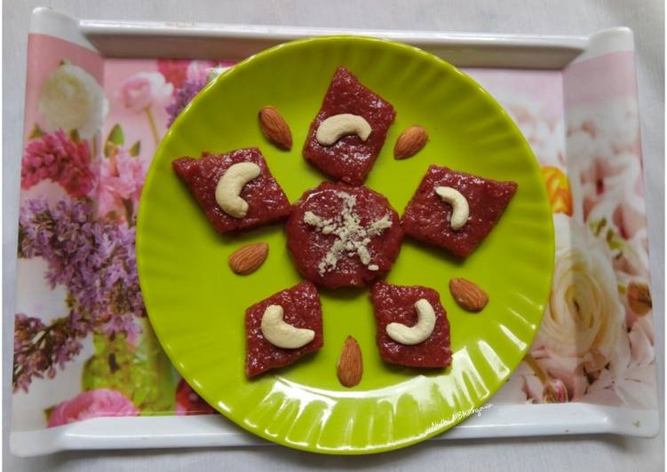 Beetroot peanut barfi