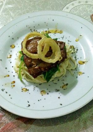 Foto resep Roasted Dori with Spinach & White pasta